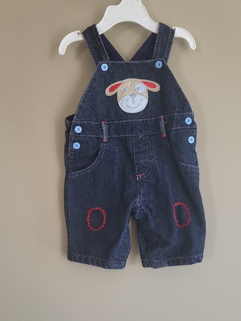 Dark denim puppy shortalls